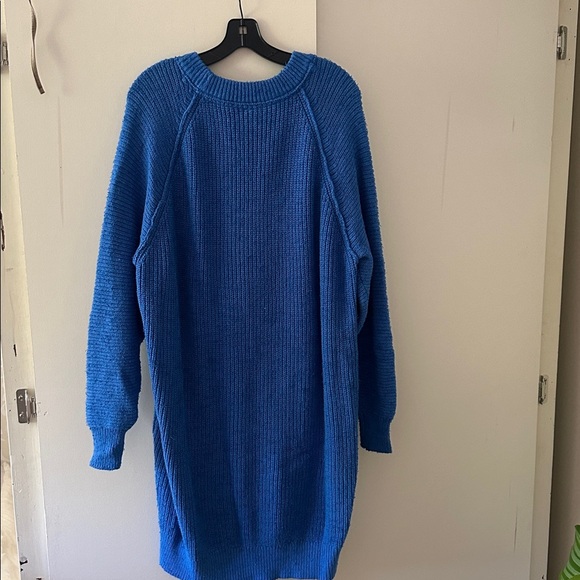 Free People Vibrant Blue V-Neck Sweater - Picture 3 of 5